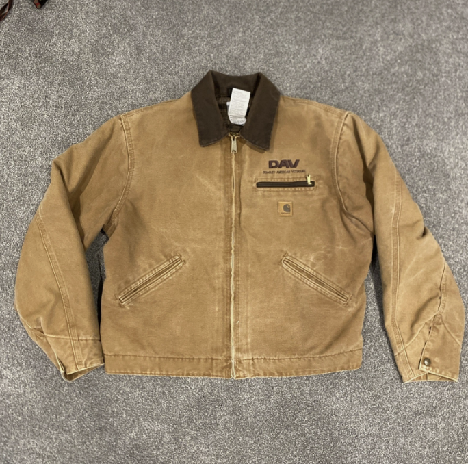 Vintage Carhartt Detroit Jacket J97 Brown USA UFCW Made Size Large Blanked Lined