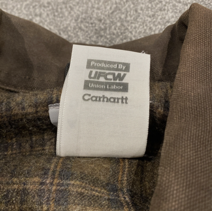 Vintage Carhartt Detroit Jacket J97 Brown USA UFCW Made Size Large Blanked Lined