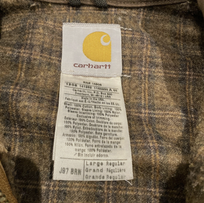 Vintage Carhartt Detroit Jacket J97 Brown USA UFCW Made Size Large Blanked Lined