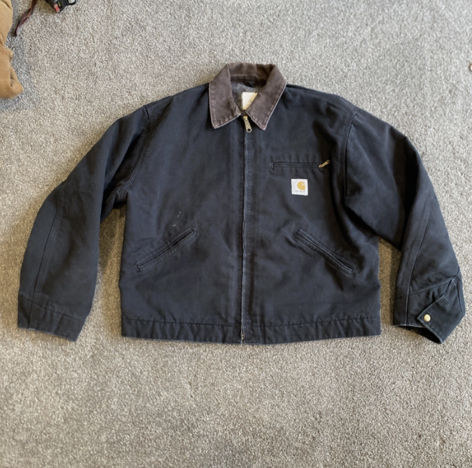 Vintage Carhartt Detroit Jacket J97 Black USA UFCW Made Size Large Blanket Lined