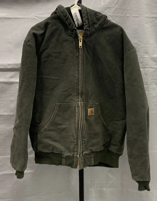 Men's Carhartt Black Solid Full Zip Hooded Jacket J130 MOB Medium