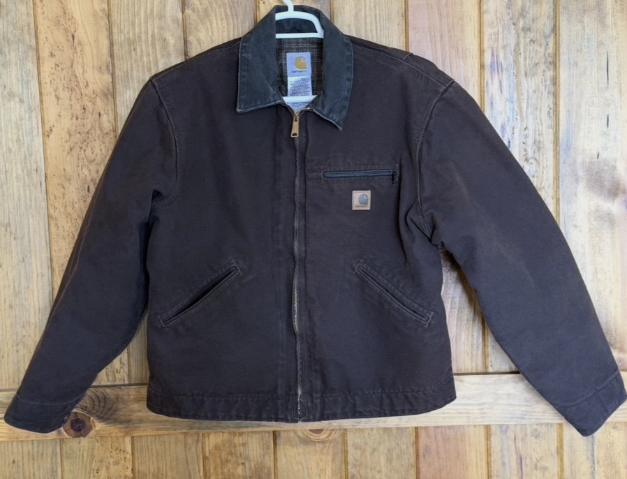 Vtg Carhartt Detroit Blanket Lined Men Large Cotton Duck Jacket USA J97 DKB Or