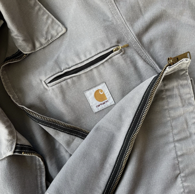 vintage 90’s carhartt wip ju1213 unlined detroit jacket in metal gray size small