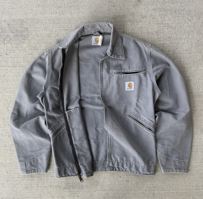 vintage 90’s carhartt wip ju1213 unlined detroit jacket in metal gray size small