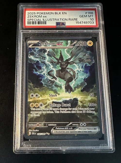 2025 POKEMON BLACK BOLT SPECIAL ILLUSTRATION RARE #166 ZEKROM EX PSA 10
